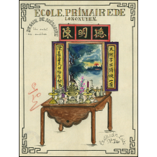 Cochinchine/Dessin de mémoire : un autel des ancêtres.
