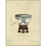 Cochinchine/Dessin de mémoire : un bol indigène décoré.
