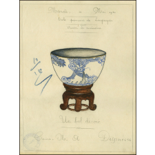 Cochinchine/Dessin de mémoire : un bol indigène décoré.