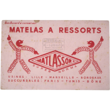 Buvard publicitaire. Matelas à ressorts Matlassor. 