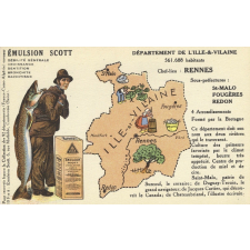 Émulsion Scott - Débilité générale, croissance, dentition, bronchite, rachitisme - Département de l'Ille-&-Vilaine - 561.688 habitants - Chef-lieu : Rennes - Sous-préfectures : St-Malo, Fougères, Redon.