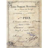 Ex-praemio . Ecole primaire municipale de la ville de Bourg.