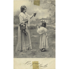 Jeune fille et enfant avec une grappe de raisin.