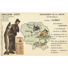 Émulsion Scott - Débilité générale, croissance, dentition, bronchite, rachitisme - Département de la Creuse - 219.148 habitants - Chef-lieu : Guéret - Sous-préfecture : Aubusson.