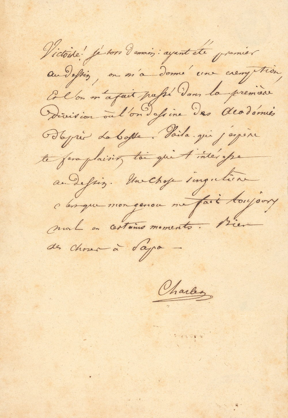 Lettre à sa mère. 