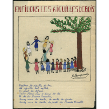 Enfilons les aiguilles de bois.