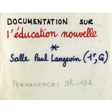 Documentation sur l'éducation nouvelle.