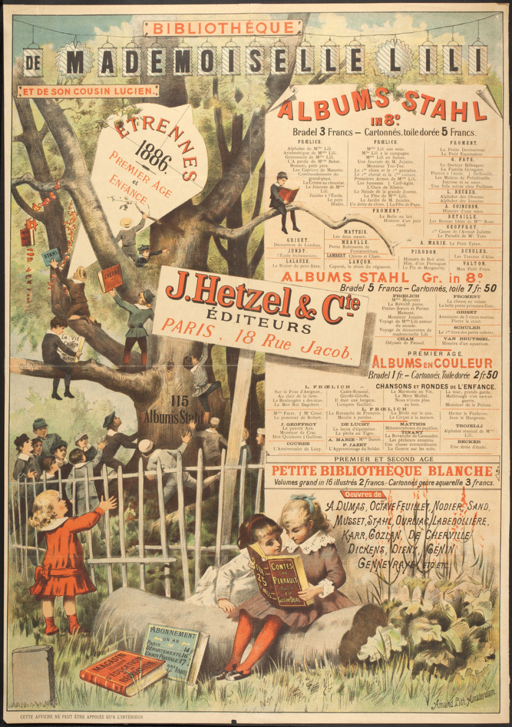 Etrennes 1886. Premier Age et Jeunesse. Bibliothèque de Mademoiselle Lili et de son cousin Lucien. 