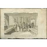 Evènement du 10 février 1790. Le Roi et la Reine visitans l'Hôpital des Enfans trouvés après avoir entendu la messe à N.D. accompagnés de Mgr. le Dauphin.