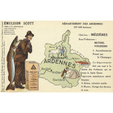 Émulsion Scott - Débilité générale, croissance, dentition, bronchite, rachitisme - Département des Ardennes - 297.448 habitants - Chef-lieu : Mézières - Sous-préfectures : Rethel, Vouziers.