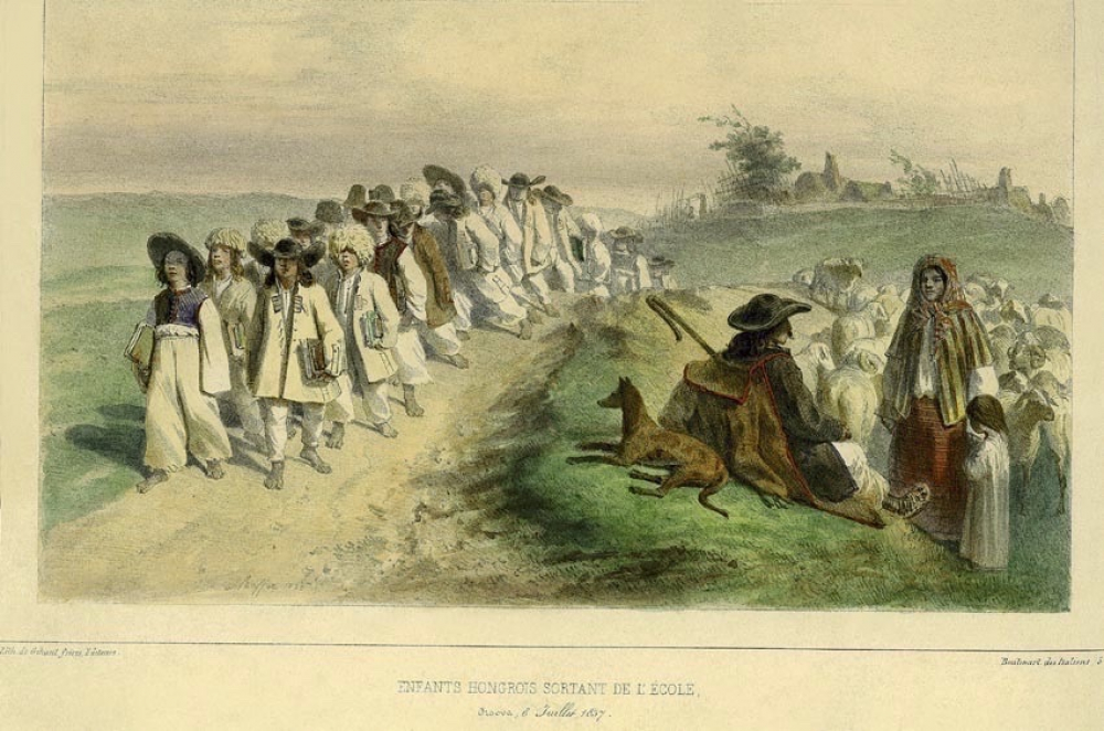 Enfants hongrois sortant de l'école, Orsova, 8 juillet 1837.
