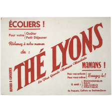 Buvard publicitaire. Thé Lyons.