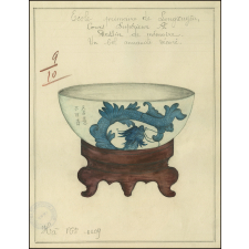 Cochinchine/Dessin de mémoire : un bol indigène décoré.