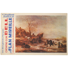 Buvard publicitaire. Chewing Gum Bell et Flan Mireille. Buvard N° 59. Paysage hollandais l'hiver.