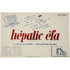 Buvard publicitaire. Hépatic éfa.