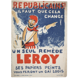 Buvard publicitaire. Papiers peints Leroy. Républicains!