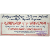 Buvard publicitaire. Cie Métropolitaine d'Assurances sur la Vie. 