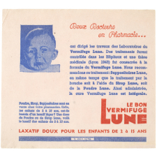 Buvard publicitaire. Le Bon Vermifuge Lune.