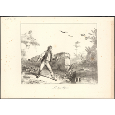 Fable de La Fontaine. . Les deux Pigeons. Illustration.