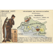 Émulsion Scott - Débilité générale, croissance, dentition, bronchite, rachitisme - Département des Bouches-du-Rhône - 929.549 habitants - Chef-lieu : Marseille - Sous-préfectures : Arles, Aix.