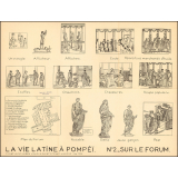 Tableau mural. La vie latine à Pompéi. N°2. Sur le forum.