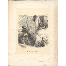 Fable de La Fontaine. . Le coq et le Renard. Livre II, Fable 15. Illustration.