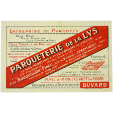 Buvard publicitaire. Parqueterie de la Lys.
