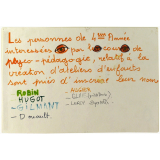 Les Personnes de 4ème Année intéressées par le cours de psycho-pédagogie, relatif à la création d'ateliers d'enfants sont priés d'inscrire leur nom.