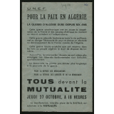 Pour la paix en Algérie. Tract du l'UNEF. 