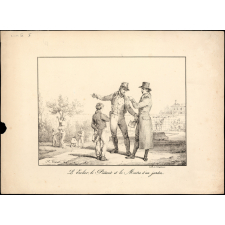 Fable de La Fontaine. . L'Ecolier, le Pédant et le Maitre d'un jardin.
Illustration.