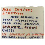 Aux Comités d'Action - Nous sommes à votre disposition pour vous servir.