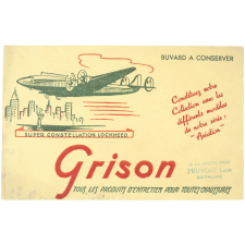 Buvard publicitaire. Super Constellation Lockheed. Grison.