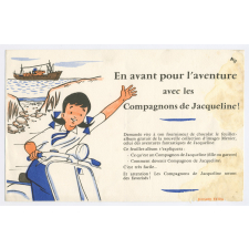 Buvard publicitaire. En avant pour l'aventure avec les Compagnons de Jacqueline!