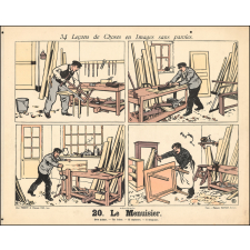 Tableaux muraux. 34 Leçons de Choses en Images sans paroles en tableaux muraux à raconter par les Petits. 19- Le serrurier. 20- Le menuisier.