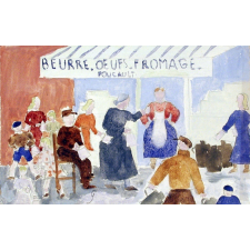 Queue devant la crémerie Foucault. 