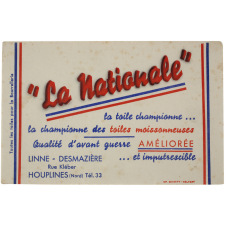 Buvard publicitaire. La Nationale. La toile championne.