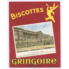 Buvard publicitaire. Biscottes Gringoire. La Colonnade du Louvre