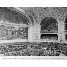 Inauguration de la Nouvelle Sorbonne. Le grand amphithéâtre pendant la cérémonie.