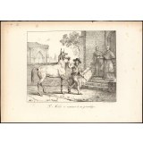 Fable de La Fontaine. . Le Mulet se vantant de sa généalogie.
Illustration.