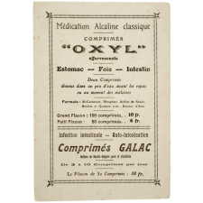 Buvard publicitaire. Comprimés Oxyl. Comprimés Galac.