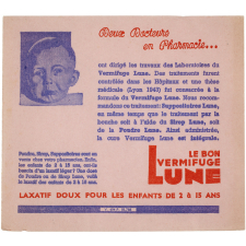 Buvard publicitaire. Le Bon Vermifuge Lune.
