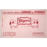 Buvard publicitaire. Bigorre. Lainages des Pyrénées.