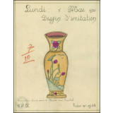 Cochinchine/Dessin d'imitation : décoration d'un vase à fleurs sur l'autel.