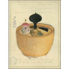 Cochinchine/Dessin de mémoire : un service à bétel Annamite.