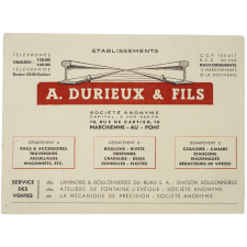Buvard publicitaire. Établissements A. Durieux & Fils.