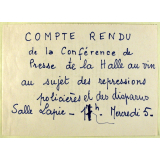 Compte rendu de la Conférence de Presse de la Halle au vin.