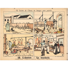 Tableaux muraux. 34 Leçons de Choses en Images sans paroles. 11- La musique. 12- L'abattoir. La boucherie.