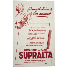 Buvard publicitaire. Pâtes Supralta. Comment choisir de bons macaronis.