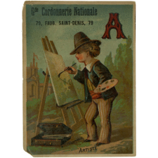Cartes réclame alphabétiques. Grande Cordonnerie Nationale. Portraits d'enfants déguisés.