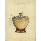 Cochinchine/Dessin de mémoire : un service à bétel Annamite.